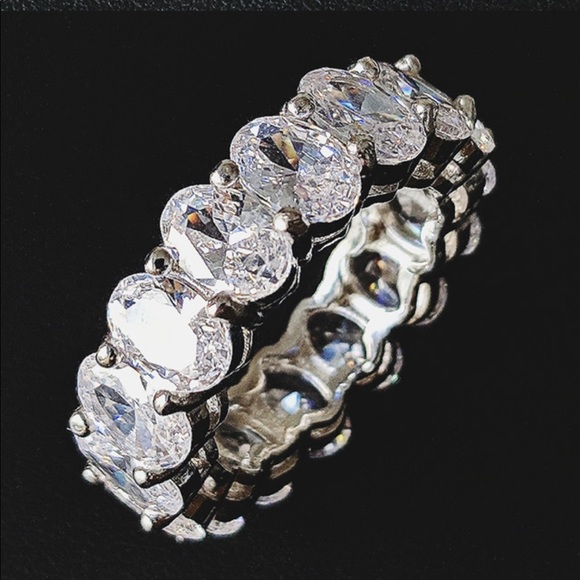 Sterling silver Oval Eternity Wedding Band 5 6 7 8 - Picture 3 of 14